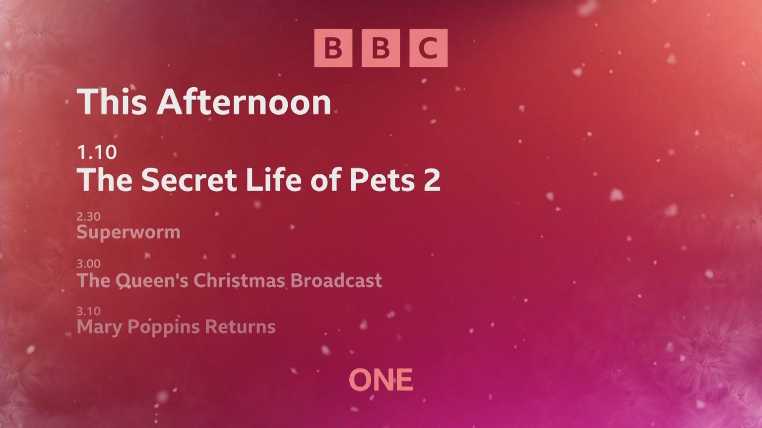 BBC One Christmas Day Menu | TVARK